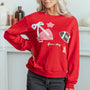 Racing Red Gingham Patch Embroidered Rugby Game Day Stars Sweatshirt