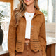Thai Curry Effen Color Faux Suede Hollowed Detail Retro Style Jasje
