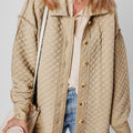 Jet Stream Solid Color Quilted Puffer Buttoned Shacket - Foto 1