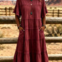 Full Size Tiered Ruffle Sleeve Midi Dress with Pockets Plus Size
