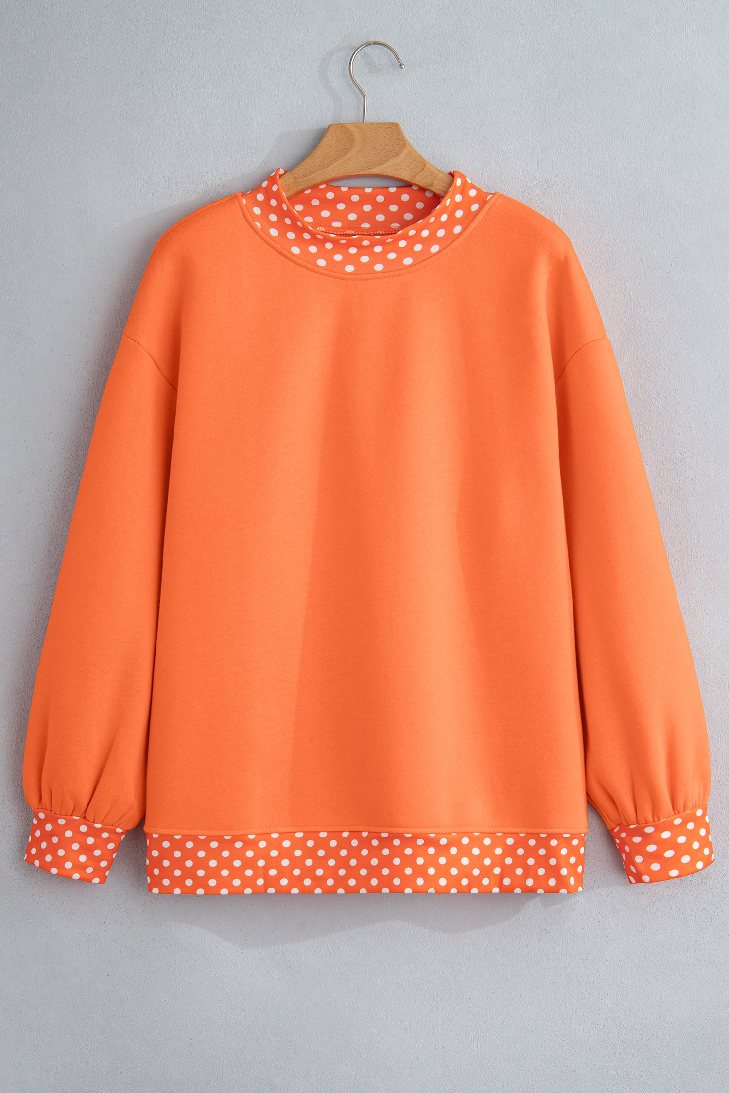 Orangefarbener Colorblock Polka Dot Contrast Trim Oversized Sweatshirt