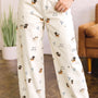 Weiße Abstract Dog Print Wide Legs Ganzlänge Jeans