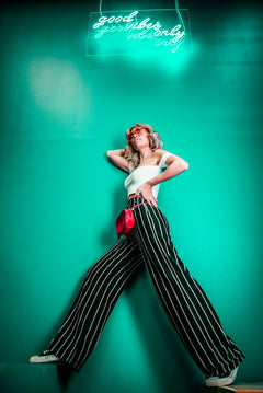 High-Waisted Pleated Wool Trousers